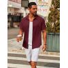 imageCOOFANDY Mens Casual Button Down Short Sleeve Shirts Untucked Wrinkle Free Shirt Stretch Dress ShirtsWine Red