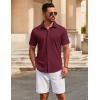 imageCOOFANDY Mens Casual Button Down Short Sleeve Shirts Untucked Wrinkle Free Shirt Stretch Dress ShirtsWine Red