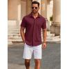 imageCOOFANDY Mens Casual Button Down Short Sleeve Shirts Untucked Wrinkle Free Shirt Stretch Dress ShirtsWine Red