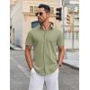 imageCOOFANDY Mens Casual Shirts Short Sleeve Button Down Shirt Wrinkle Free Summer ShirtArmy Green
