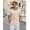 imageCOOFANDY Mens Casual Shirts Short Sleeve Button Down Shirt Wrinkle Free Summer ShirtBeige