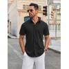 imageCOOFANDY Mens Casual Shirts Short Sleeve Button Down Shirt Wrinkle Free Summer ShirtBlack