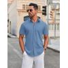 imageCOOFANDY Mens Casual Shirts Short Sleeve Button Down Shirt Wrinkle Free Summer ShirtBlue