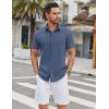 imageCOOFANDY Mens Casual Shirts Short Sleeve Button Down Shirt Wrinkle Free Summer ShirtDark Blue