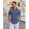 imageCOOFANDY Mens Casual Shirts Short Sleeve Button Down Shirt Wrinkle Free Summer ShirtDark Blue