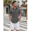 imageCOOFANDY Mens Casual Shirts Short Sleeve Button Down Shirt Wrinkle Free Summer ShirtDark Grey