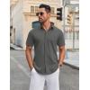 imageCOOFANDY Mens Casual Shirts Short Sleeve Button Down Shirt Wrinkle Free Summer ShirtDark Grey
