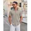 imageCOOFANDY Mens Casual Shirts Short Sleeve Button Down Shirt Wrinkle Free Summer ShirtGrey