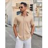 imageCOOFANDY Mens Casual Shirts Short Sleeve Button Down Shirt Wrinkle Free Summer ShirtKhaki