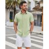 imageCOOFANDY Mens Casual Shirts Short Sleeve Button Down Shirt Wrinkle Free Summer ShirtLight Green