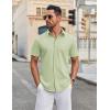 imageCOOFANDY Mens Casual Shirts Short Sleeve Button Down Shirt Wrinkle Free Summer ShirtLight Green