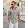 imageCOOFANDY Mens Casual Shirts Short Sleeve Button Down Shirt Wrinkle Free Summer ShirtLight Grey