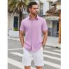 imageCOOFANDY Mens Casual Shirts Short Sleeve Button Down Shirt Wrinkle Free Summer ShirtLight Purple