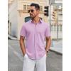 imageCOOFANDY Mens Casual Shirts Short Sleeve Button Down Shirt Wrinkle Free Summer ShirtLight Purple