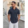 imageCOOFANDY Mens Casual Shirts Short Sleeve Button Down Shirt Wrinkle Free Summer ShirtNavy Blue