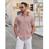 imageCOOFANDY Mens Casual Shirts Short Sleeve Button Down Shirt Wrinkle Free Summer ShirtPink