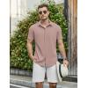 imageCOOFANDY Mens Casual Shirts Short Sleeve Button Down Shirt Wrinkle Free Summer ShirtPink