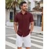 imageCOOFANDY Mens Casual Shirts Short Sleeve Button Down Shirt Wrinkle Free Summer ShirtWine Red