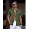 imageCOOFANDY Mens Casual Summer Beach Shirt Button Down Short Sleeve Shirts Vacation Shirt Cotton Linen ShirtsArmy Green