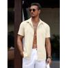 imageCOOFANDY Mens Casual Summer Beach Shirt Button Down Short Sleeve Shirts Vacation Shirt Cotton Linen ShirtsBeige