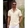 imageCOOFANDY Mens Casual Summer Beach Shirt Button Down Short Sleeve Shirts Vacation Shirt Cotton Linen ShirtsBeige