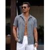 imageCOOFANDY Mens Casual Summer Beach Shirt Button Down Short Sleeve Shirts Vacation Shirt Cotton Linen ShirtsBlue Gray