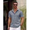 imageCOOFANDY Mens Casual Summer Beach Shirt Button Down Short Sleeve Shirts Vacation Shirt Cotton Linen ShirtsBlue Gray