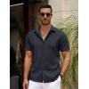 imageCOOFANDY Mens Casual Summer Beach Shirt Button Down Short Sleeve Shirts Vacation Shirt Cotton Linen ShirtsCarbon Black