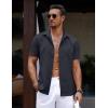 imageCOOFANDY Mens Casual Summer Beach Shirt Button Down Short Sleeve Shirts Vacation Shirt Cotton Linen ShirtsCarbon Black
