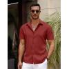 imageCOOFANDY Mens Casual Summer Beach Shirt Button Down Short Sleeve Shirts Vacation Shirt Cotton Linen ShirtsClaret
