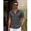 imageCOOFANDY Mens Casual Summer Beach Shirt Button Down Short Sleeve Shirts Vacation Shirt Cotton Linen ShirtsDark Gray