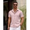 imageCOOFANDY Mens Casual Summer Beach Shirt Button Down Short Sleeve Shirts Vacation Shirt Cotton Linen ShirtsDark Pink