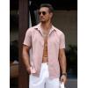 imageCOOFANDY Mens Casual Summer Beach Shirt Button Down Short Sleeve Shirts Vacation Shirt Cotton Linen ShirtsDark Pink