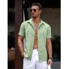 imageCOOFANDY Mens Casual Summer Beach Shirt Button Down Short Sleeve Shirts Vacation Shirt Cotton Linen ShirtsIce Green