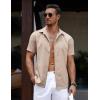 imageCOOFANDY Mens Casual Summer Beach Shirt Button Down Short Sleeve Shirts Vacation Shirt Cotton Linen ShirtsKhaki