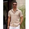 imageCOOFANDY Mens Casual Summer Beach Shirt Button Down Short Sleeve Shirts Vacation Shirt Cotton Linen ShirtsKhaki