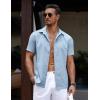 imageCOOFANDY Mens Casual Summer Beach Shirt Button Down Short Sleeve Shirts Vacation Shirt Cotton Linen ShirtsLight Blue