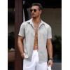 imageCOOFANDY Mens Casual Summer Beach Shirt Button Down Short Sleeve Shirts Vacation Shirt Cotton Linen ShirtsLight Gray