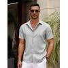 imageCOOFANDY Mens Casual Summer Beach Shirt Button Down Short Sleeve Shirts Vacation Shirt Cotton Linen ShirtsLight Gray