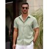 imageCOOFANDY Mens Casual Summer Beach Shirt Button Down Short Sleeve Shirts Vacation Shirt Cotton Linen ShirtsLight Green