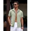 imageCOOFANDY Mens Casual Summer Beach Shirt Button Down Short Sleeve Shirts Vacation Shirt Cotton Linen ShirtsLight Green