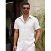 imageCOOFANDY Mens Casual Summer Beach Shirt Button Down Short Sleeve Shirts Vacation Shirt Cotton Linen ShirtsWhite