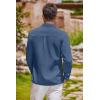 imageCOOFANDY Mens Oxford Shirt Long Sleeve Casual Button Down Shirts Regular Fit Dress ShirtsDenim Blue