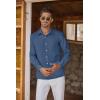 imageCOOFANDY Mens Oxford Shirt Long Sleeve Casual Button Down Shirts Regular Fit Dress ShirtsDenim Blue