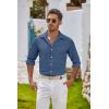 imageCOOFANDY Mens Oxford Shirt Long Sleeve Casual Button Down Shirts Regular Fit Dress ShirtsDenim Blue