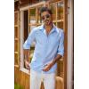 imageCOOFANDY Mens Oxford Shirt Long Sleeve Casual Button Down Shirts Regular Fit Dress ShirtsLight Blue