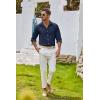 imageCOOFANDY Mens Oxford Shirt Long Sleeve Casual Button Down Shirts Regular Fit Dress ShirtsNavy Blue