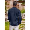 imageCOOFANDY Mens Oxford Shirt Long Sleeve Casual Button Down Shirts Regular Fit Dress ShirtsNavy Blue
