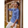 imageCOOFANDY Mens Oxford Shirt Long Sleeve Casual Button Down Shirts Regular Fit Dress ShirtsRoyal Blue