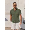 imageCOOFANDY Mens Short Sleeve Button Down Shirt Casual Untucked Summer Shirt with PocketArmy Green